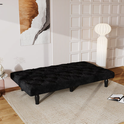 Sofa-to-Bed Evolution: 66" Black Velvet Sofa Bed Transforms Seamlessly, Ideal for Family Living Rooms, Apartments, and Bedrooms image 7