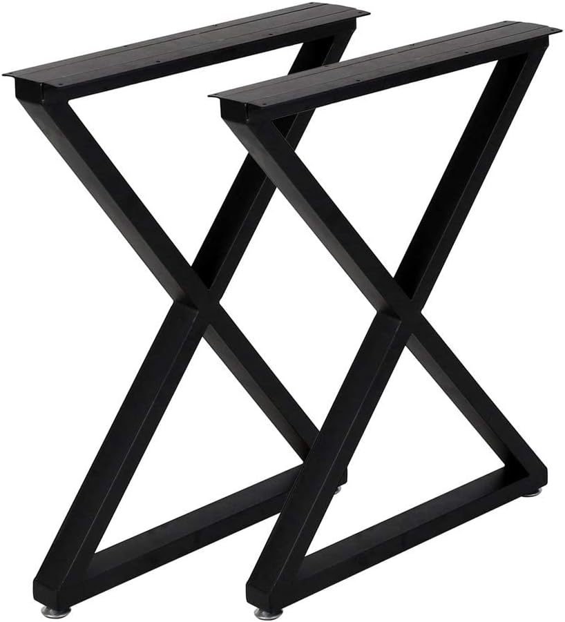 Metal Table Legs 28''x 24'' Heavy-Duty Desk Legs Industrial Furniture Legs for Dinning Table, Computer Table, Office Table (2Pcs)-Black image 1