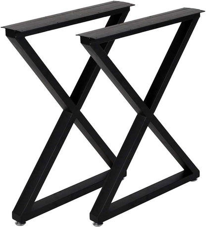Metal Table Legs 28''x 24'' Heavy-Duty Desk Legs Industrial Furniture Legs for Dinning Table, Computer Table, Office Table (2Pcs)-Black image 1