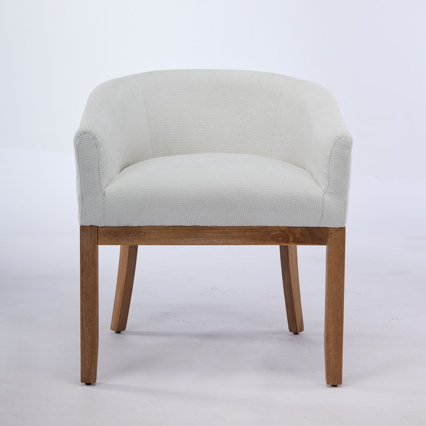 Mid Century Modern Upholstered Barrel Dining Chairs with Arms,Farmhouse Linen Kitchen & Dining Room Chairs with Natural Hardwood Frame, 19" W Accent Chairs for Living Room,Single Pack,Beige,SW1891BG image 2