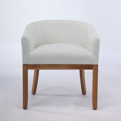 Mid Century Modern Upholstered Barrel Dining Chairs with Arms,Farmhouse Linen Kitchen & Dining Room Chairs with Natural Hardwood Frame, 19" W Accent Chairs for Living Room,Single Pack,Beige,SW1891BG image 2