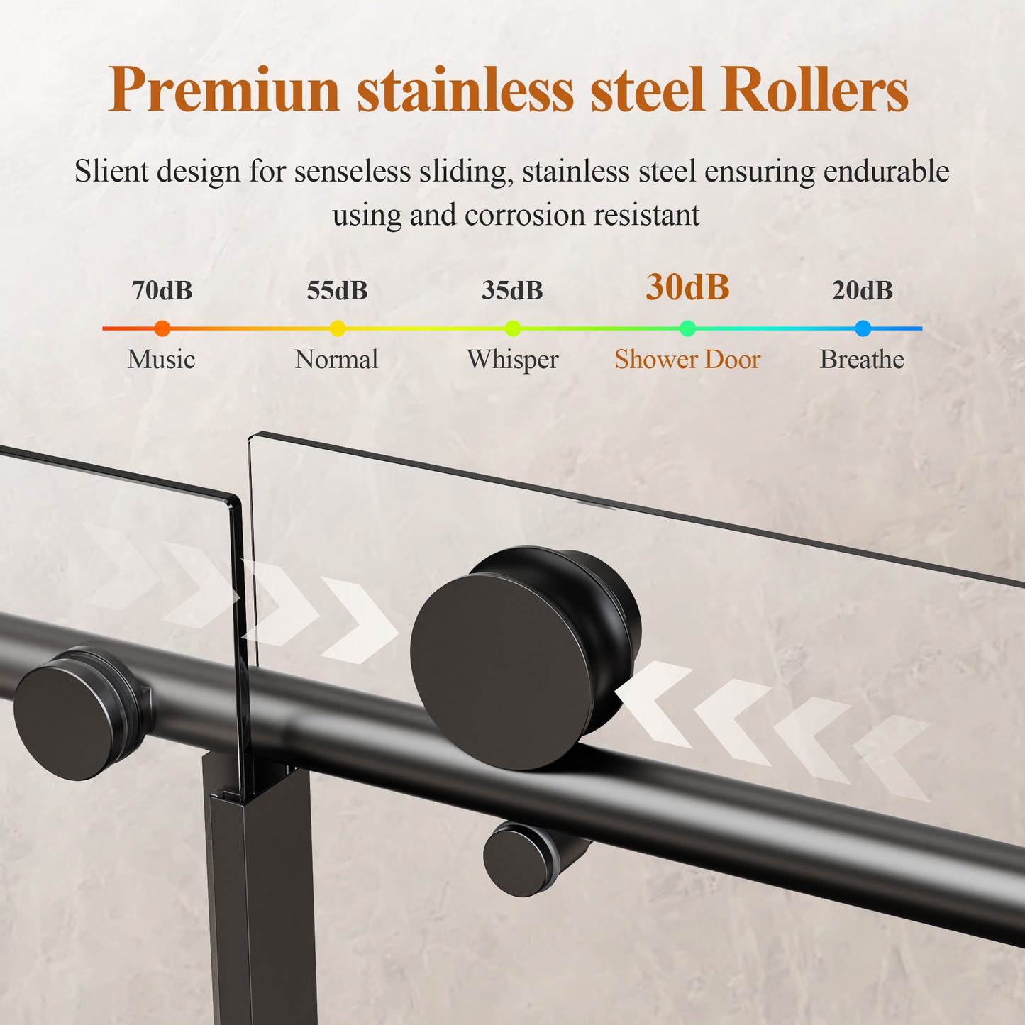 56-60" W * 76" H Stainless Steel Round Tube Frameless Single Sliding Shower Door, 1/4"-thick (6mm) SGCC Clear Tempered Glass Door, Reversible Installation, Matte Black image 5