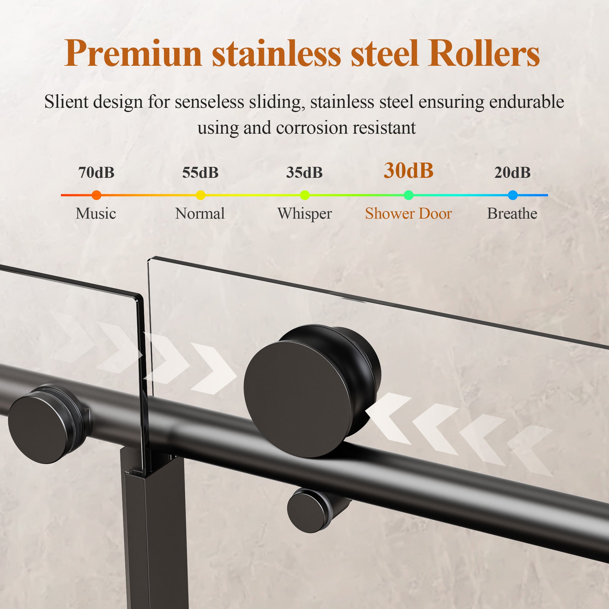 56-60" W * 76" H Stainless Steel Round Tube Frameless Single Sliding Shower Door, 1/4"-thick (6mm) SGCC Clear Tempered Glass Door, Reversible Installation, Matte Black image 5