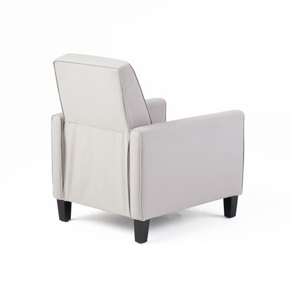 27.5" Push Back Recliner Chair Upholstered Recliner Armchair with Solid Beech Wood Legs for Living Room and Bedroom(Old SKU:52422.00FDGRY), Grey image 10