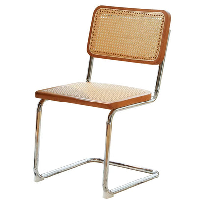 Dining Chairs Set of 2, Rattan Side Accent Chairs with Chrome Legs, Modern Mid Century Breuer Designed Chairs, Upholstered Dining Living Room Kitchen Chairs image 12