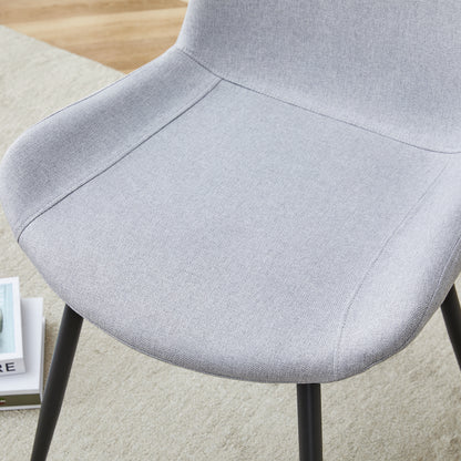 Comfortable Linen-Cotton Dining Chair Set - Six Pieces in Light Gray.Integrated Seat and Backrest,Linen-Cotton Material,Curved Widened Cushion Design For More Comfort. image 7