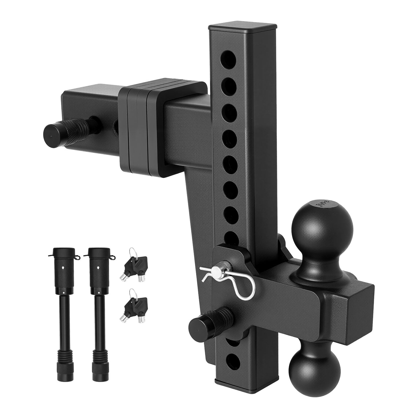 Adjustable Trailer Hitch, Fit 2.5 Inch Receiver, Trailer Hitch Mount with 2 Inch & 2-5/16 Inch Balls, 18500 lbs GTW, 10 Inch Drop, Towing Ball Mounts for RVs, Off-Road Vehicles and Trucks, Black image 1