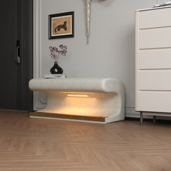 Luxury Entryway Bench Leather Ottoman with LED Sensor Light