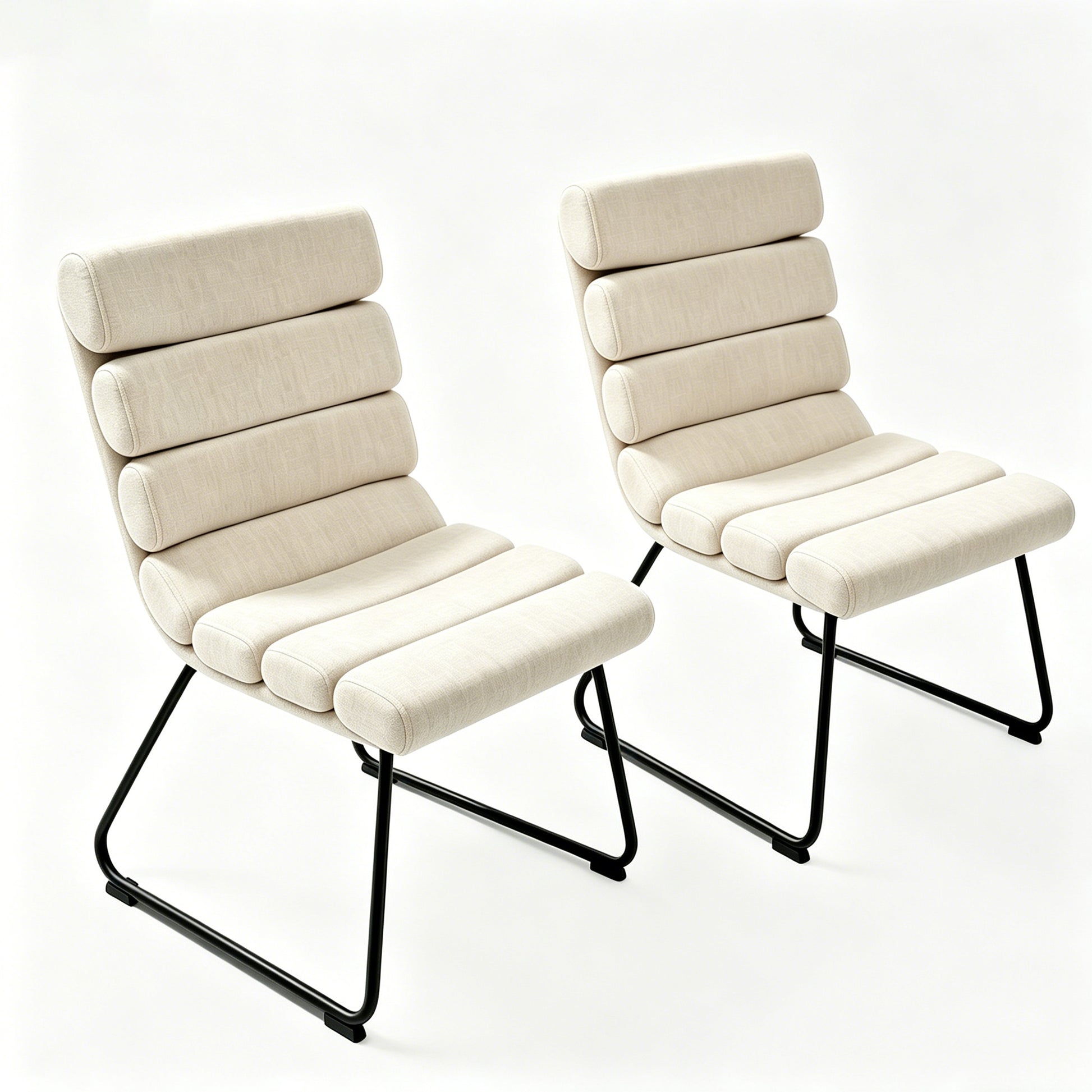 Modern 2-piece dining chair set, soft cushion dining chairs, comfortable backrest chairs, kitchen/living room/home office chairs, beige image 1