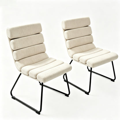 Modern 2-piece dining chair set, soft cushion dining chairs, comfortable backrest chairs, kitchen/living room/home office chairs, beige image 1