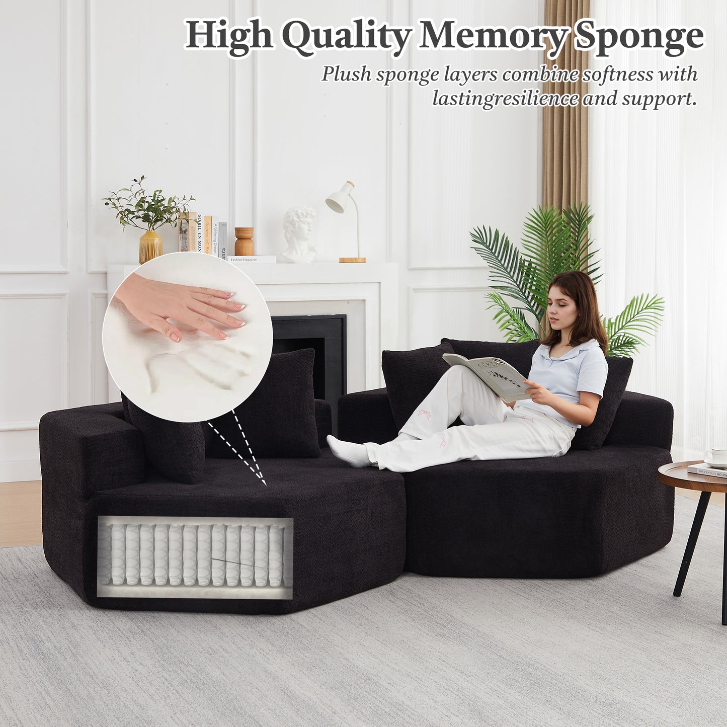 54-inch Modern-style hexagonal single lounge chair, featuring versatile arrangements and a modular design; this chenille-upholstered sofa is ideal for lounges, game rooms, living rooms, and bedrooms. image 7