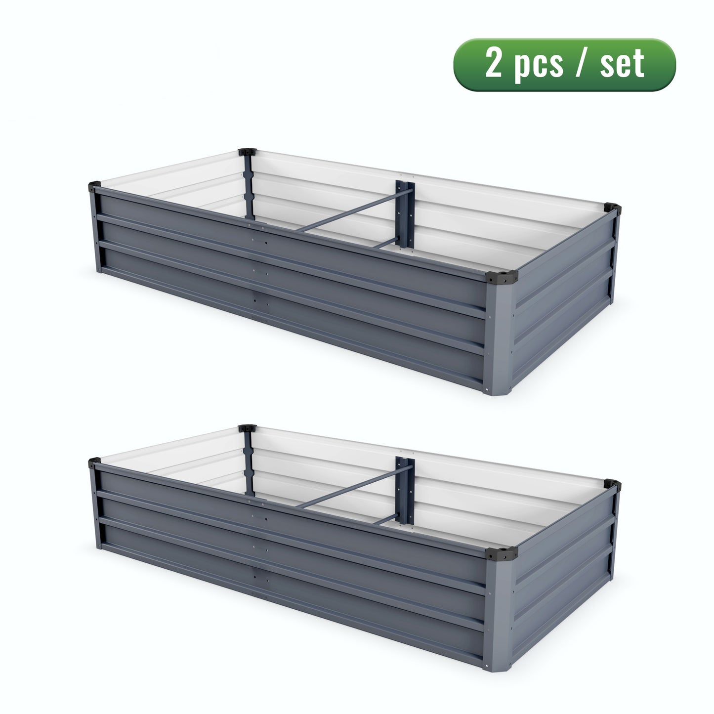 6x3x1ft 2pcs large Garden Bed Kit, Grey Galvanized Metal Outdoor Garden Boxes, Suitable for Outdoor Ground Gardens for Growing Plants, Vegetables Flowers Herb image 7