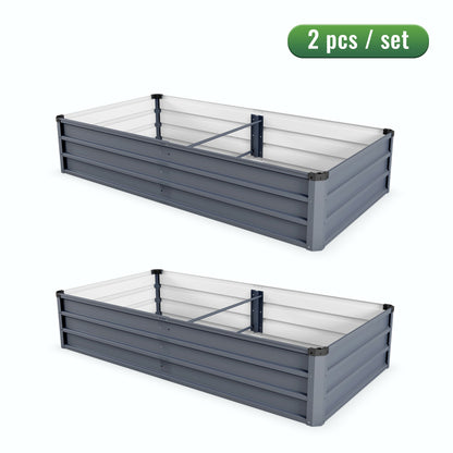 6x3x1ft 2pcs large Garden Bed Kit, Grey Galvanized Metal Outdoor Garden Boxes, Suitable for Outdoor Ground Gardens for Growing Plants, Vegetables Flowers Herb image 7