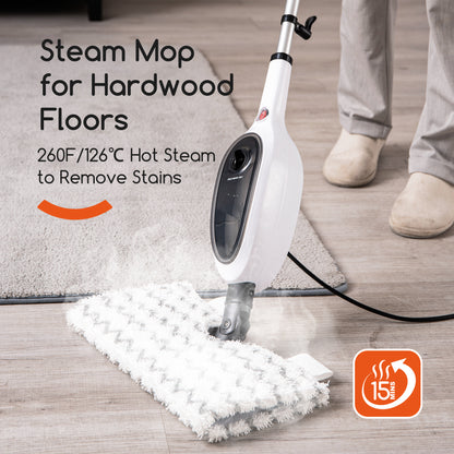 Steam Mops for Floor Cleaning, Unique Double-Sided Flip Design, 15 Seconds Fast Heating 10-in-1 Steam Cleaner for Kitchen, Living Room Wood Floor Tile Cleaning image 4