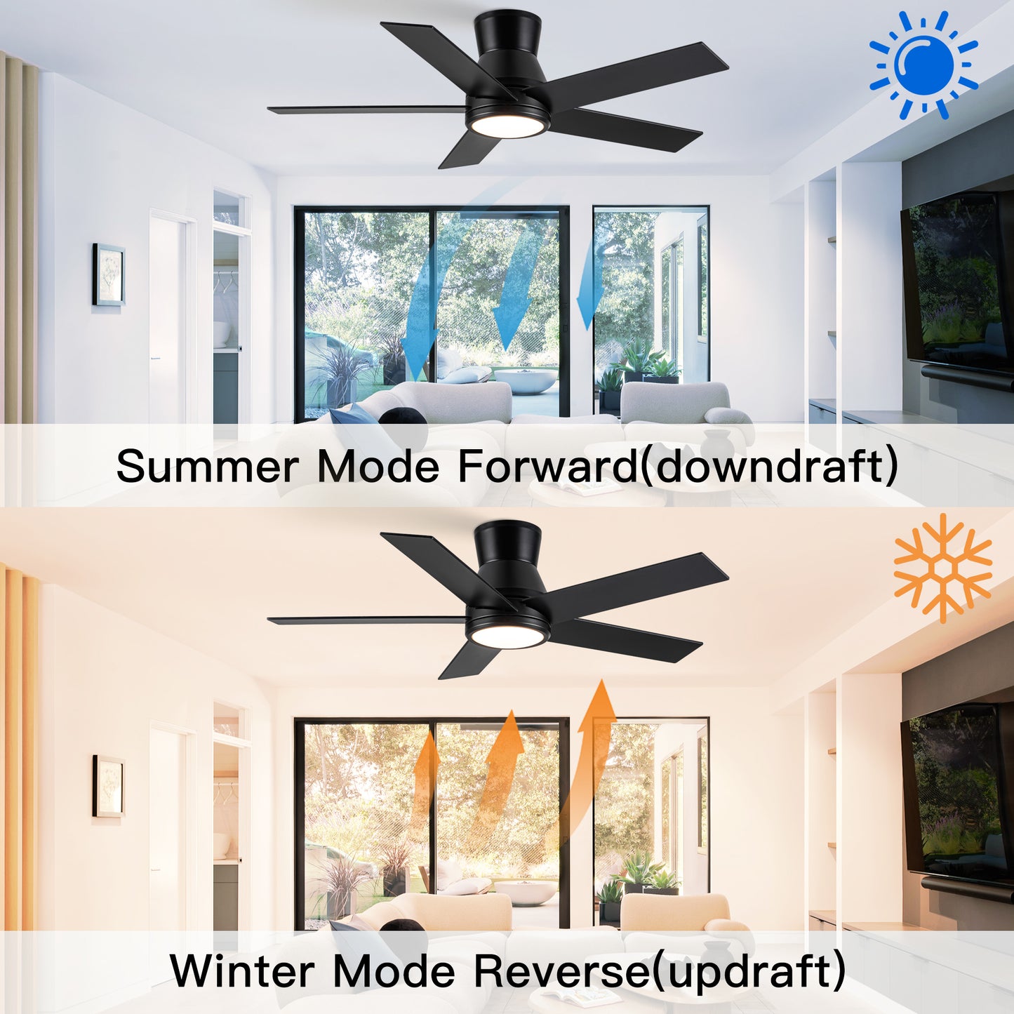 52" Black Lowe Profile Ceiling Fan with Light image 7