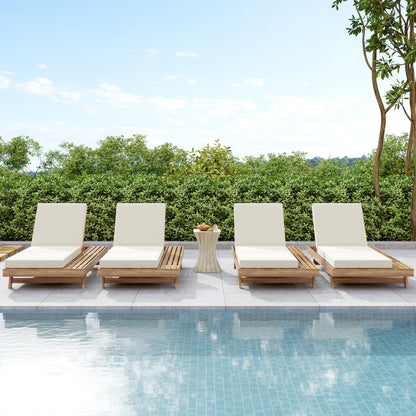 Lounge Chaise Set, Space Available On One Side, Acacia Solid Wood In light brown With Lounge Cushion (Cream & Triple Fold) – Matching Dark Grey Version Available image 8
