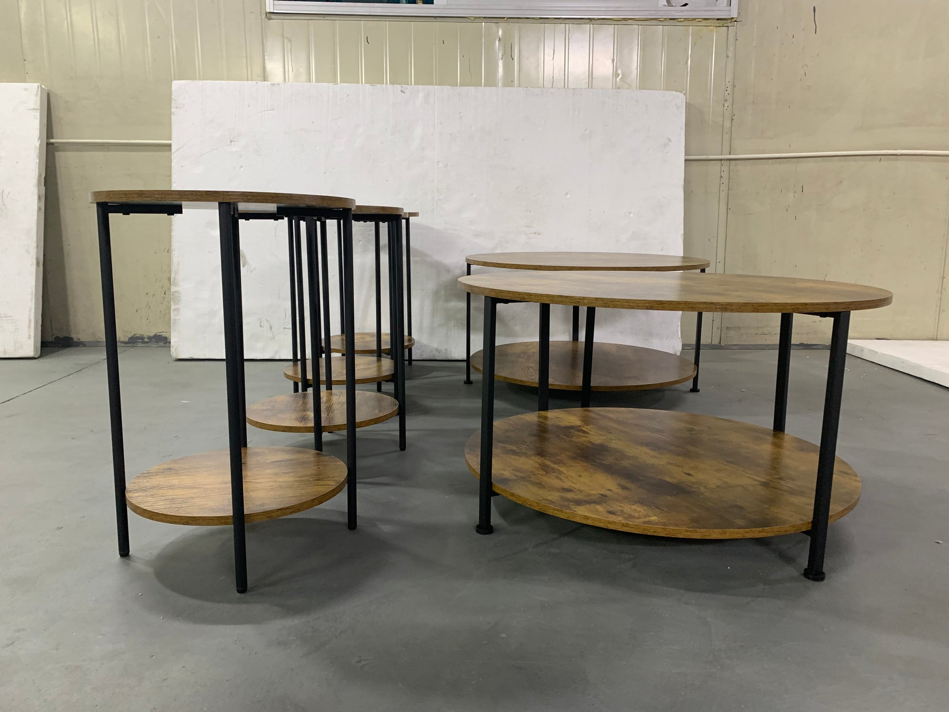 3-Piece Coffee Table and End Table Sets for Living Room, Round Coffee and End Table Set of 3 with Large Storage, Modern Farmhouse Furniture for Apartment Home (Rustic Brown) image 6