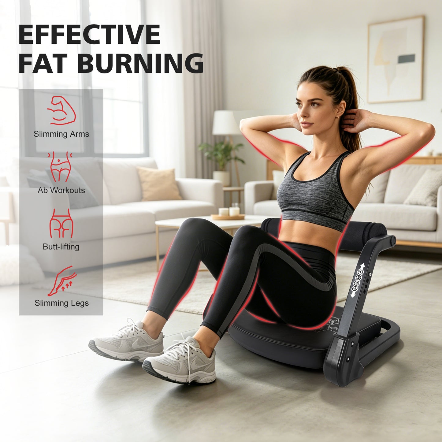 Ab Core Trainer Abdominal Machine for Home Gym with Resistance Bands Black image 6