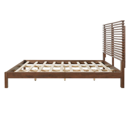 Premium Solid Wood King Size Bed Frame with Headboard, -Walnut Color, 600lbs Capacity, for Modern Bedroom,No Box Spring Needed, Fits All Mattresses image 10