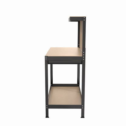 63" Tools Cabinet Working Tables Workbench Tool Storage Workshop Table with Drawers and Pegboard image 3