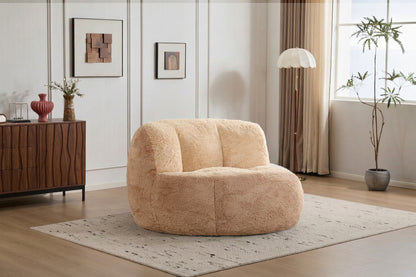 Oversized Bean Bag Chairs,Multicolor Faux Fur Couch Filled with Shredded Sponge,Large Lounger Sofa For Living Room,No Assembly Required,Brown+Camel image 11