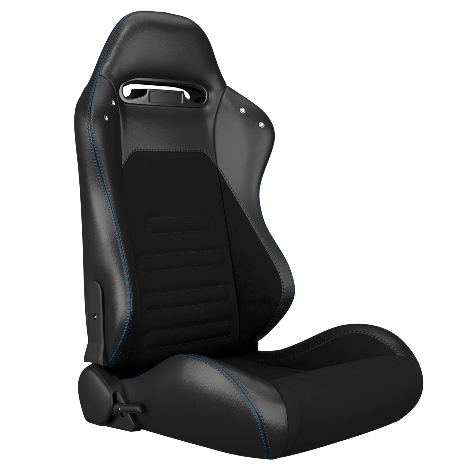 2PC Universal Racing Seats Stitch PVC Leather Reclinable Carbon Look Leather Black With Adjustor Slider(Not Including Seat Bracket) 1 box of 2 pieces image 10