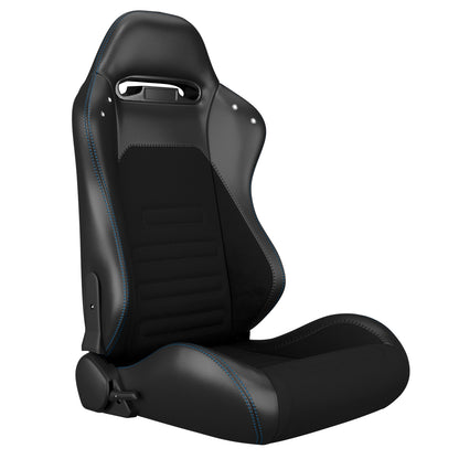 2PC Universal Racing Seats Stitch PVC Leather Reclinable Carbon Look Leather Black With Adjustor Slider(Not Including Seat Bracket) 1 box of 2 pieces image 10