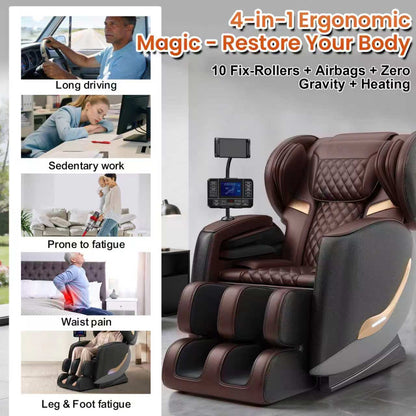 Massage Chair Full Body and Recliner, Zero Gravity Massage Chairs, 8 Fix Rollers, Airbags, Heating, Foot Massage, Auto Modes, Bluetooth Speaker and Touch Control Screen for Home and Office image 7