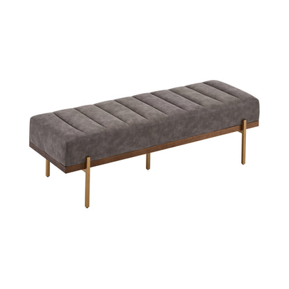 Upholstered Channel Tufted Ottoman Bench Seat with Gold Legs image 4