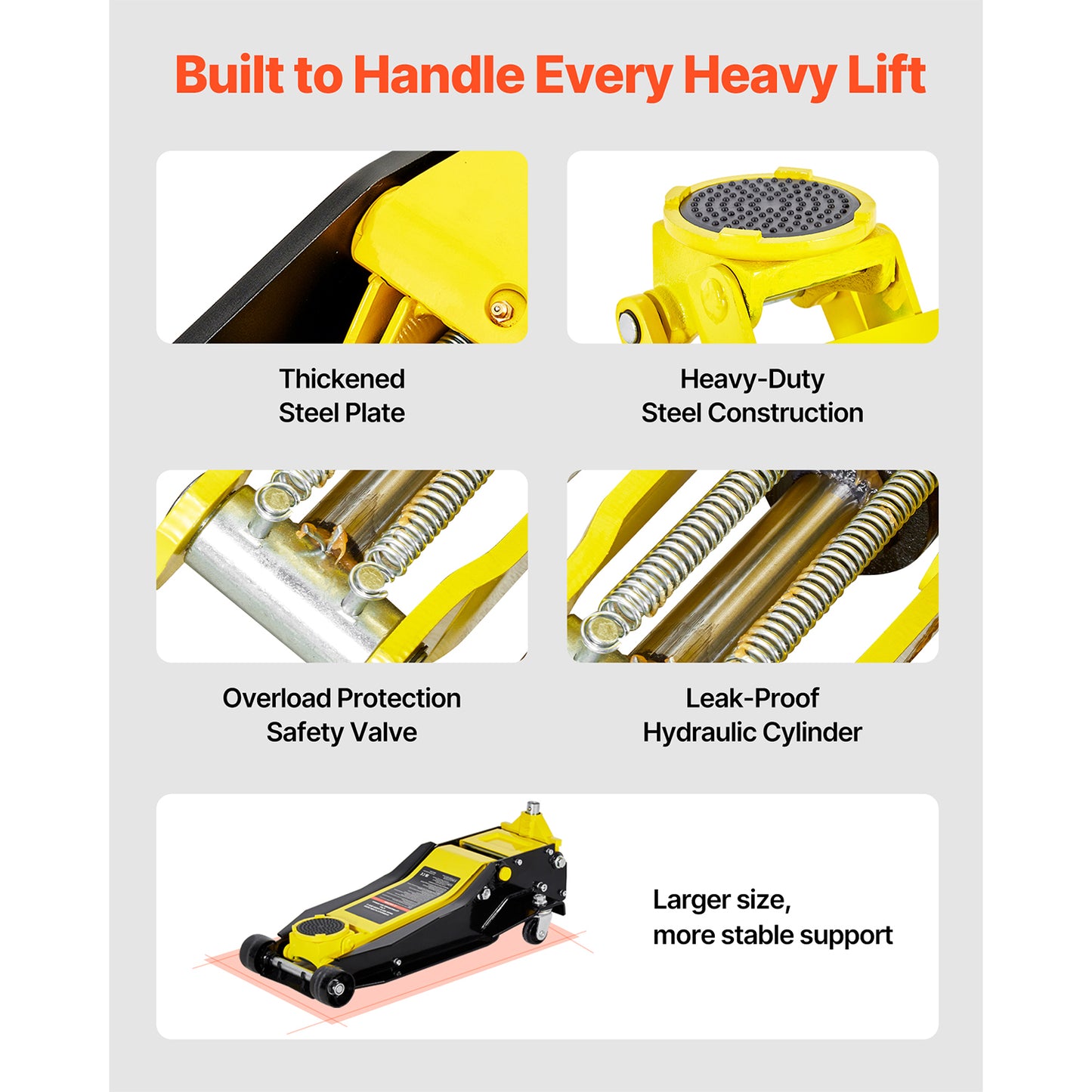 Low Profile Floor Jack, 4 Ton (8818 lbs) Capacity, Steel Racing Floor Jack with Dual Pistons Quick Lift Pump, Hydraulic Trolley Car Lift for Sport Utility Vehicle, Lifting Range 3.9-21.5 Inches image 6