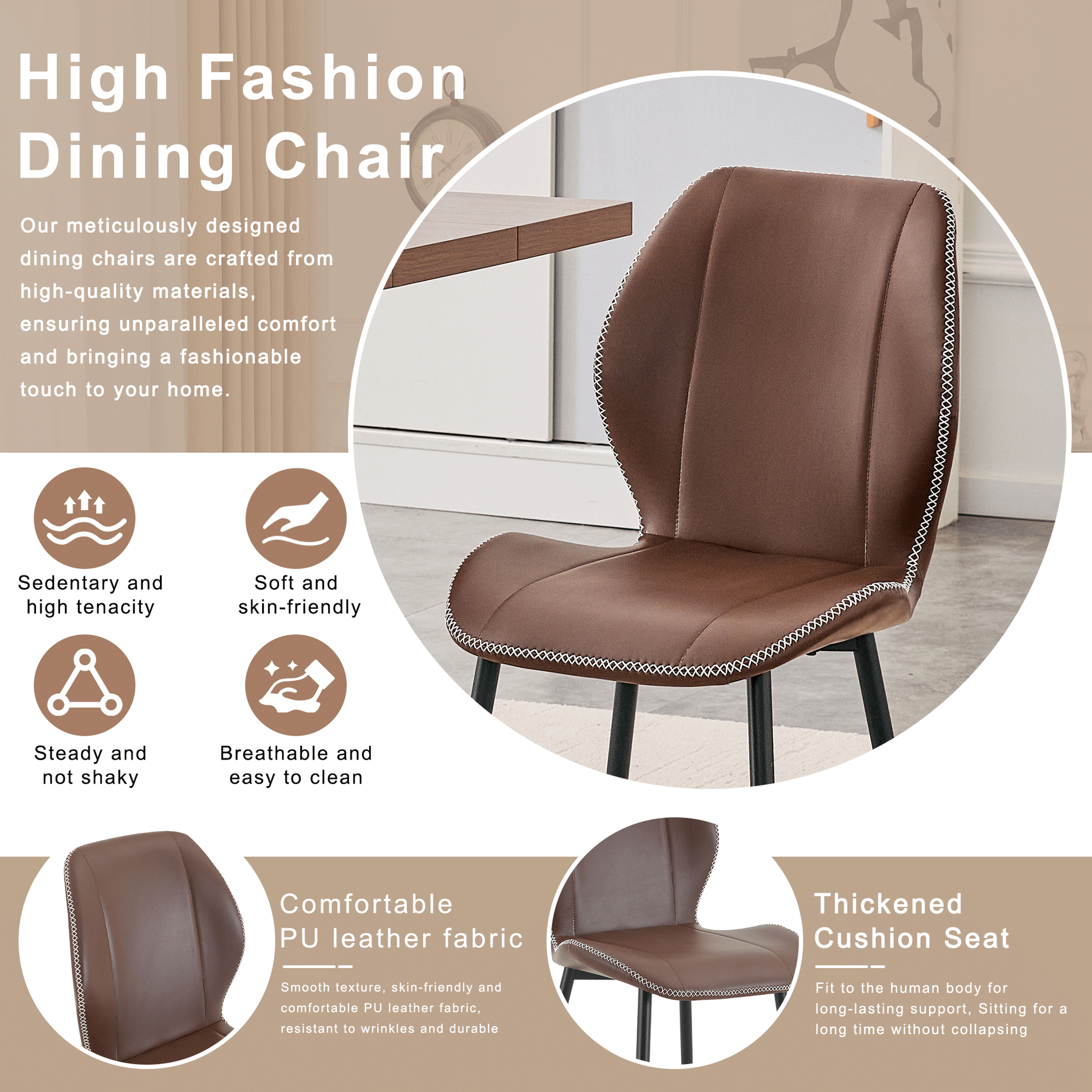 Brown Coffee Dining Chair in Dining Room Setting