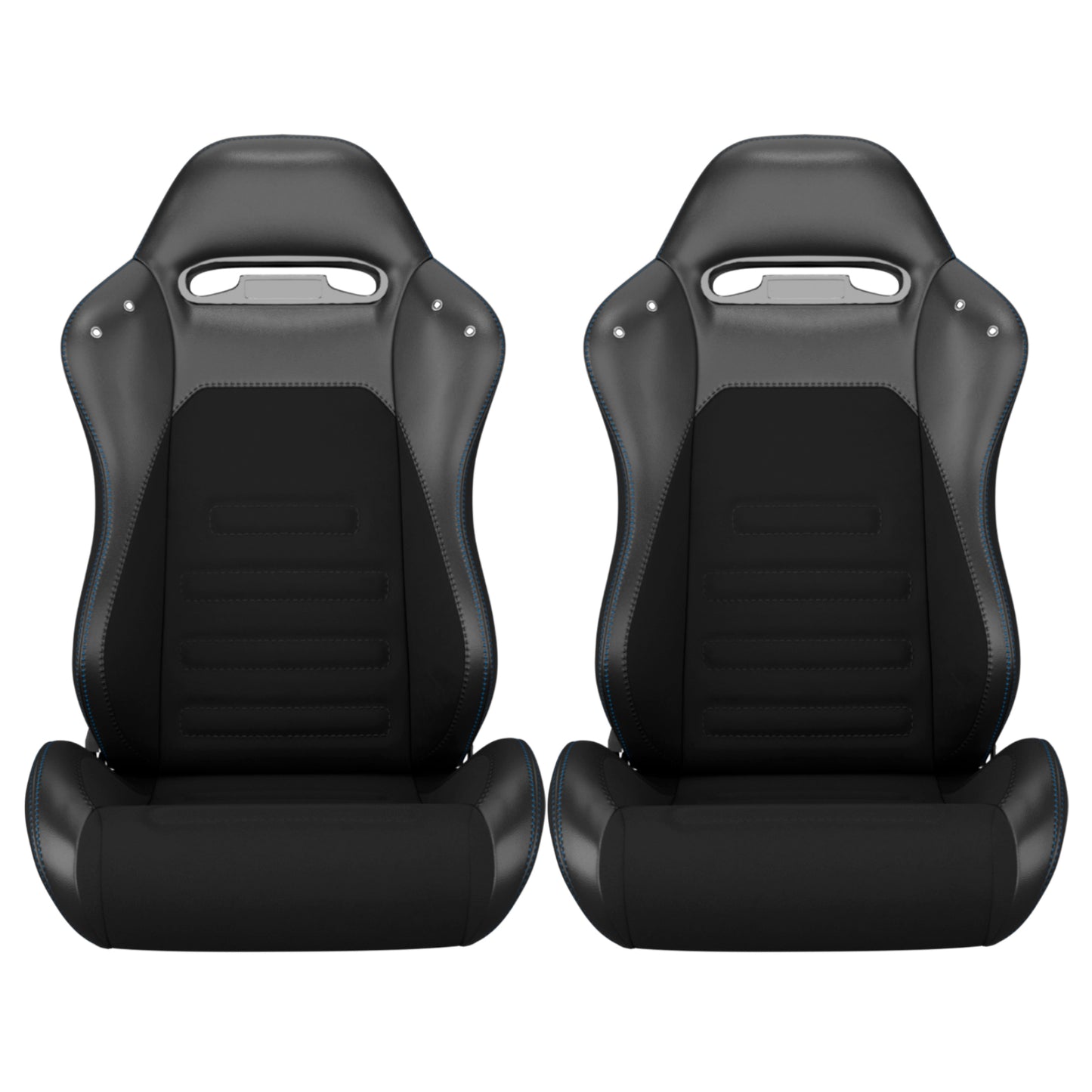 2PC Universal Racing Seats Stitch PVC Leather Reclinable Carbon Look Leather Black With Adjustor Slider(Not Including Seat Bracket) 1 box of 2 pieces image 4