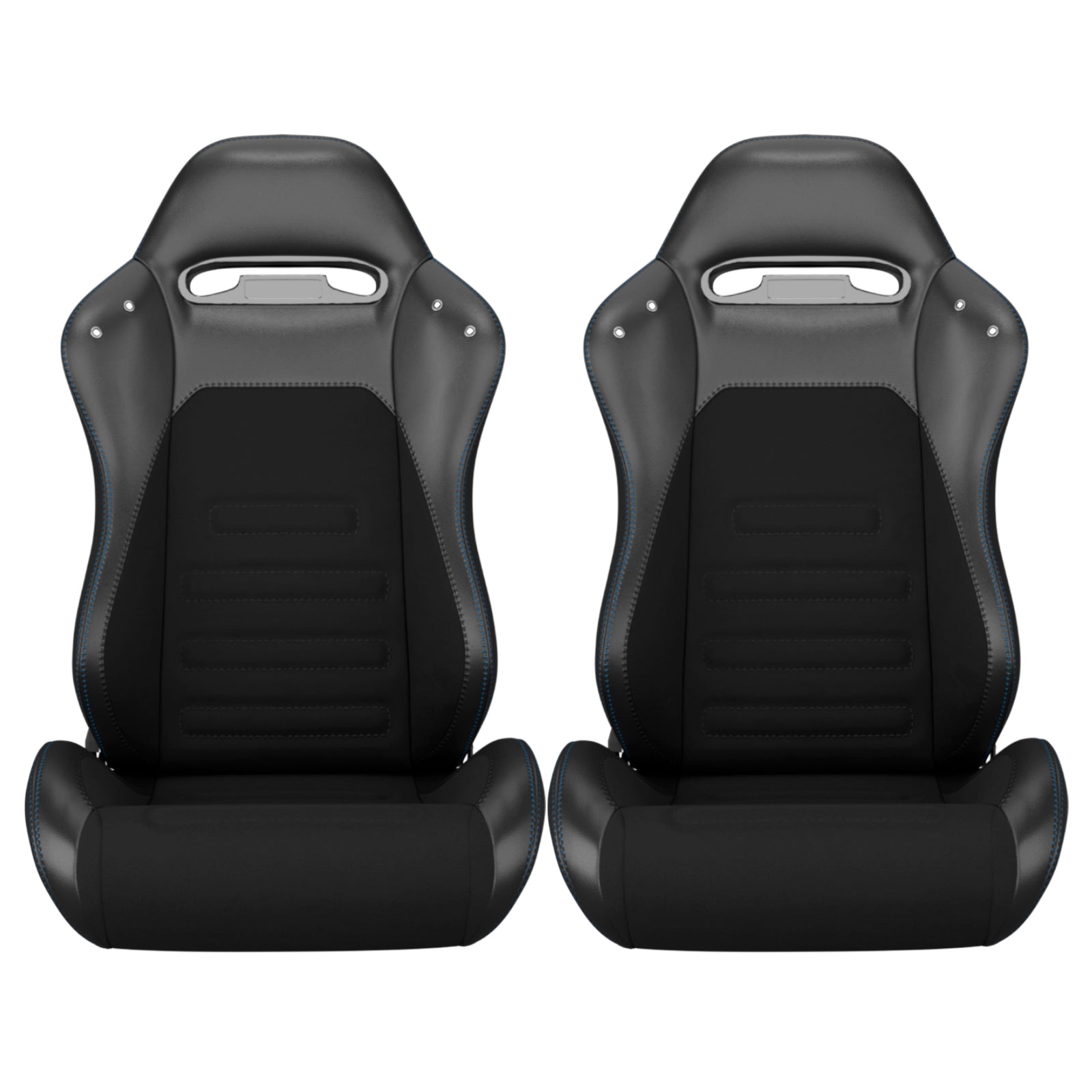 2PC Universal Racing Seats Stitch PVC Leather Reclinable Carbon Look Leather Black With Adjustor Slider(Not Including Seat Bracket) 1 box of 2 pieces image 4