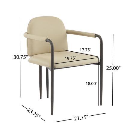 Dinning Chair with iron frame-Set of 2-Espresso+Khaki image 9