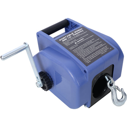 12v 2000lbs Trailer Winch,Reversible Electric Winch,for Boats up to 5000 lbs,Galvanized Wire Rope,with extra pulley hook, Rapid Mount, wirelss remote control,power in and power out.blue plastic casing image 7
