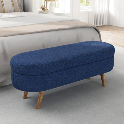Ottoman Oval Storage Bench,Rubber Wood Legs,BLUE(43.5"x16"x16") image 1