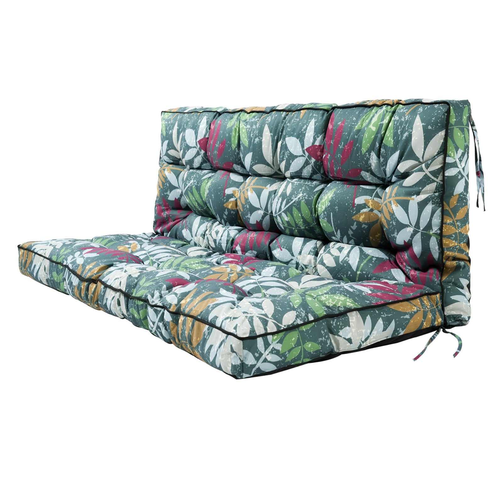 3 Seater Outdoor Porch Swing Cushion with Backrest, 4 Inch Extra Thick Waterproof Swing Replacement Cushion, 2-3 Seat Thicken Patio Bench Cushion for Garden Backyard Outdoor Furniture (Green flower) image 1