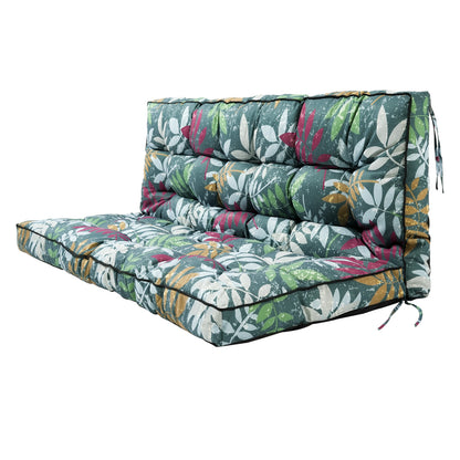 3 Seater Outdoor Porch Swing Cushion with Backrest, 4 Inch Extra Thick Waterproof Swing Replacement Cushion, 2-3 Seat Thicken Patio Bench Cushion for Garden Backyard Outdoor Furniture (Green flower) image 1