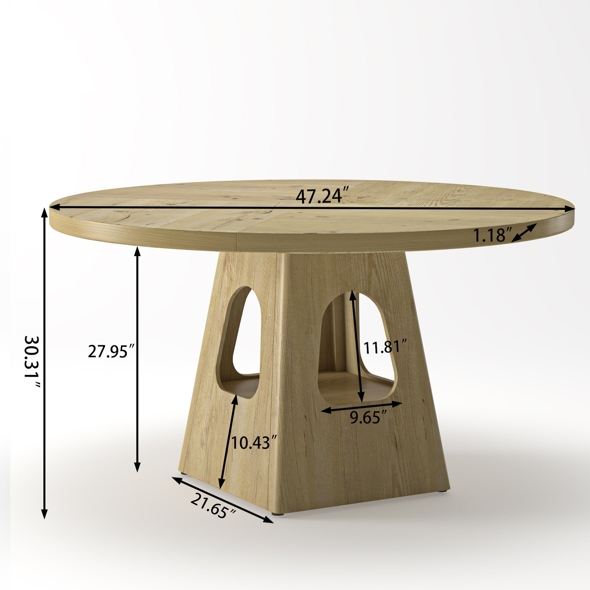 Round Dining Table for 4-6,47 Inch Round Dinner Table with Wooden Tabletop and Storage Base,Farmhouse Dining Table,Wood Kitchen Table for Dining Room,Kitchen, Living Room,Natural(Table Only) image 9