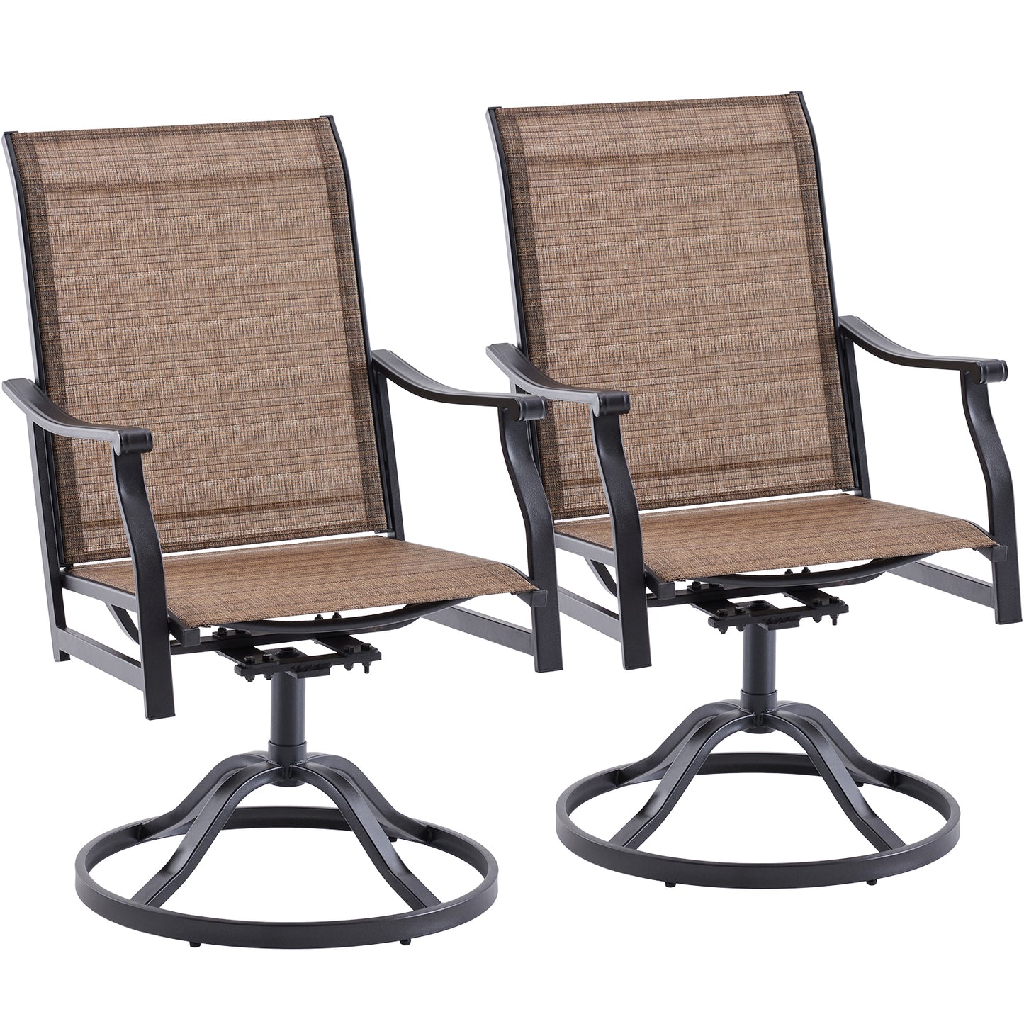 Outdoor Dining Chairs Set of 2, 360°Swivel Patio Dining Chair with Textilene Fabric, Outdoor Metal Armchair All Weather Resistant, Ergonomic Comfort, Perfect for Patio, Backyard, Balcony image 1