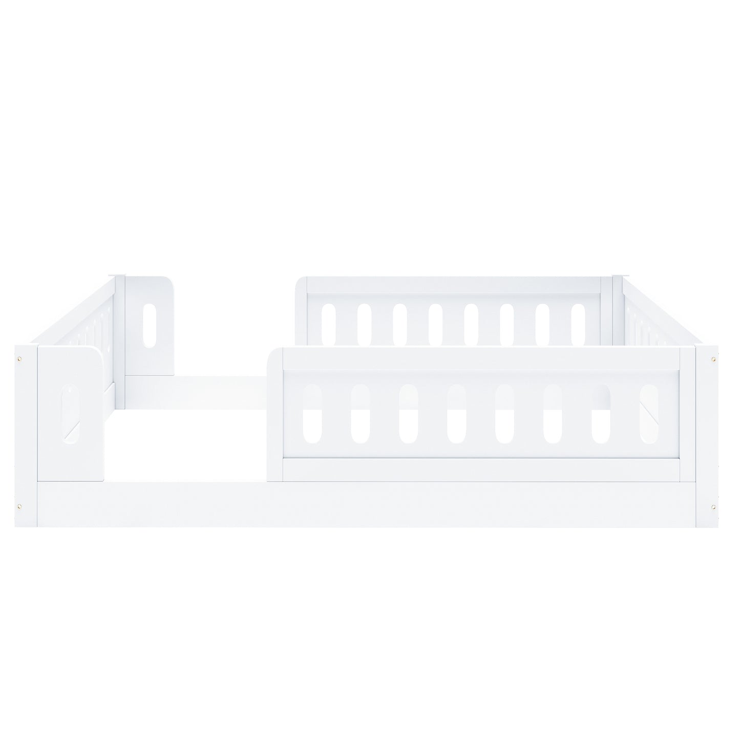 Wood Full Size Platform Bed with Guardrail, White image 11
