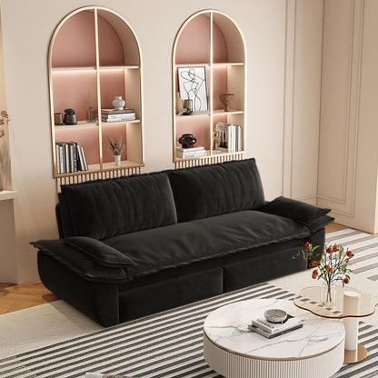 73.2"Queen Pull Out Sofa Bed,3-in-1 Convertible Sleeper Sofa,Multi-Functional Velvet Loveseat Bed, Black(Old sku: W1885S00050/W1885S00195/W1885S00228) image 4