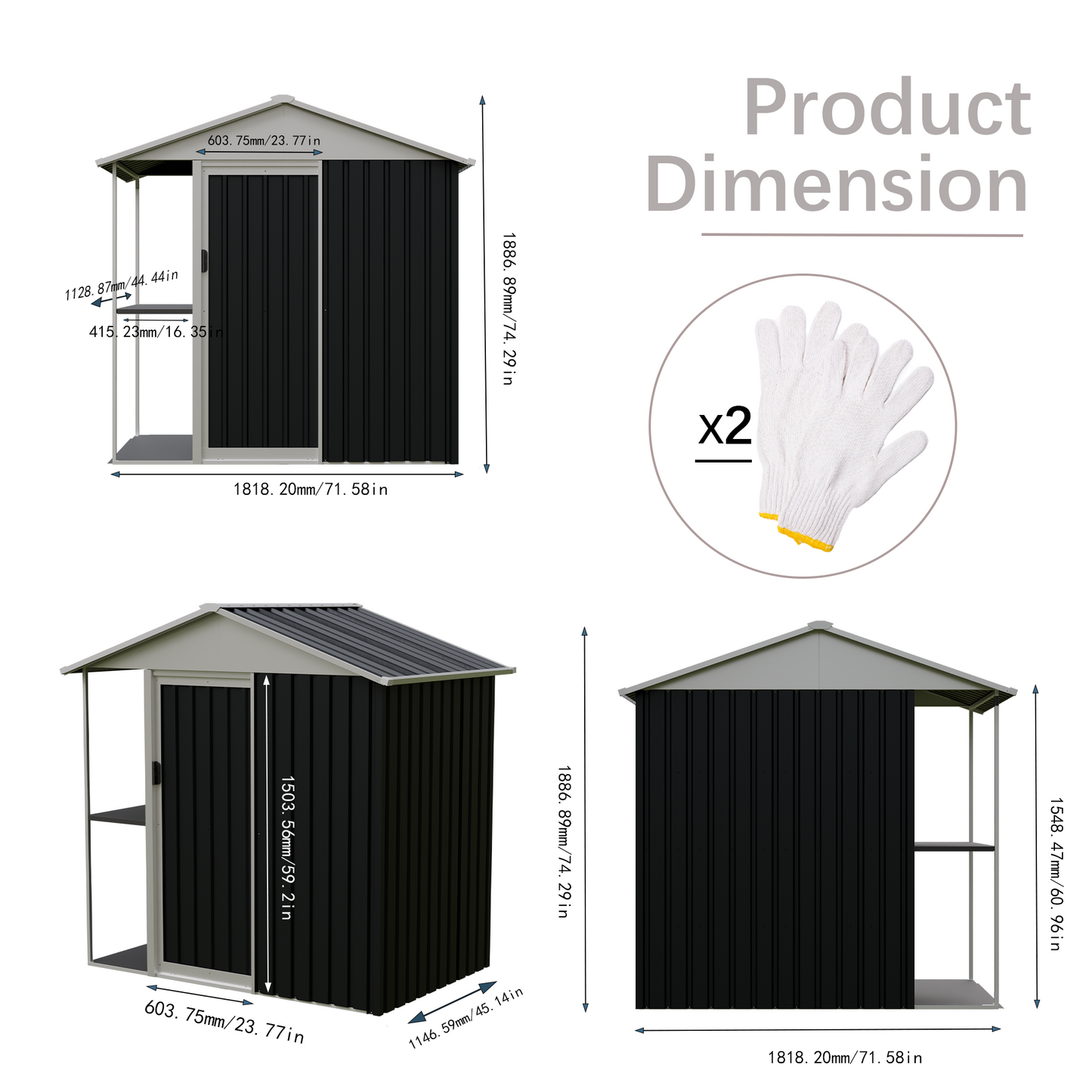 6 x 4 FT Outdoor Storage Shed with Rack Metal Garden Shed with Storage Shelves Bike Storage Tool Cabinet Box for Lawn Backyard Patio Use image 5