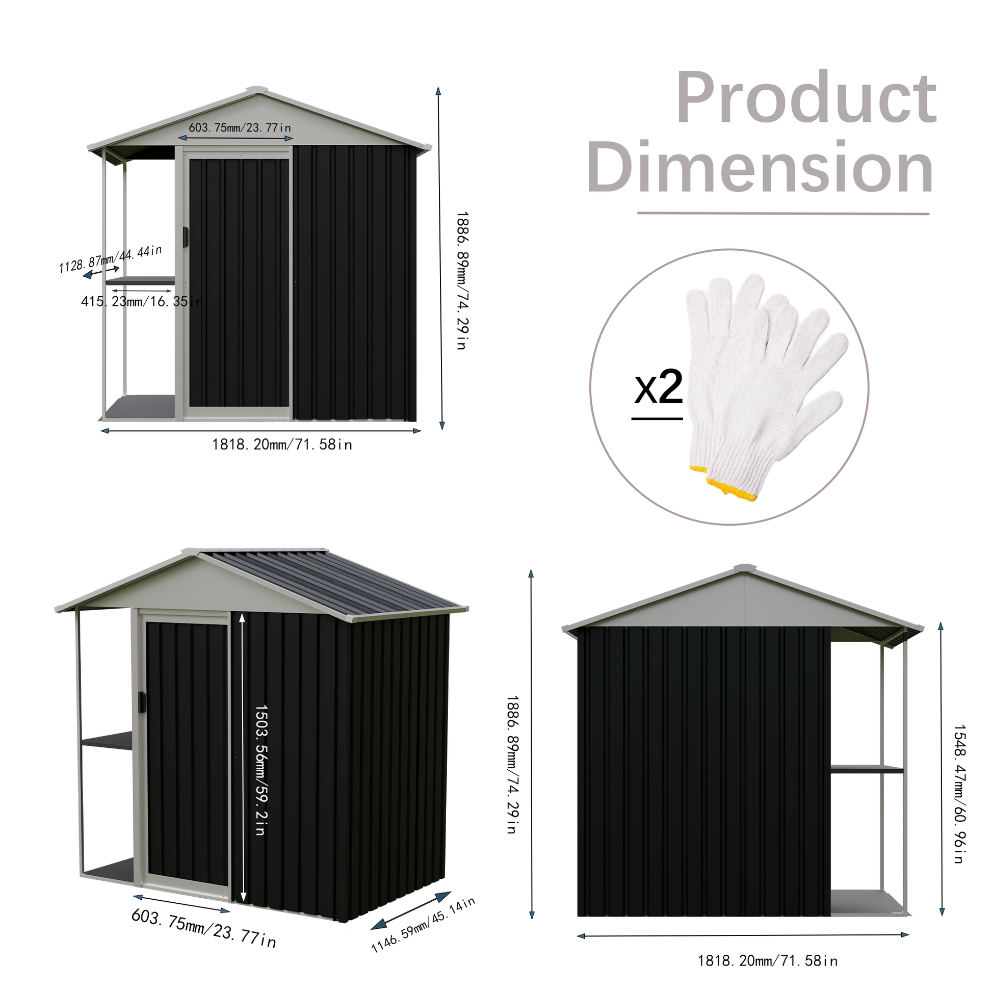 6 x 4 FT Outdoor Storage Shed with Rack Metal Garden Shed with Storage Shelves Bike Storage Tool Cabinet Box for Lawn Backyard Patio Use image 5