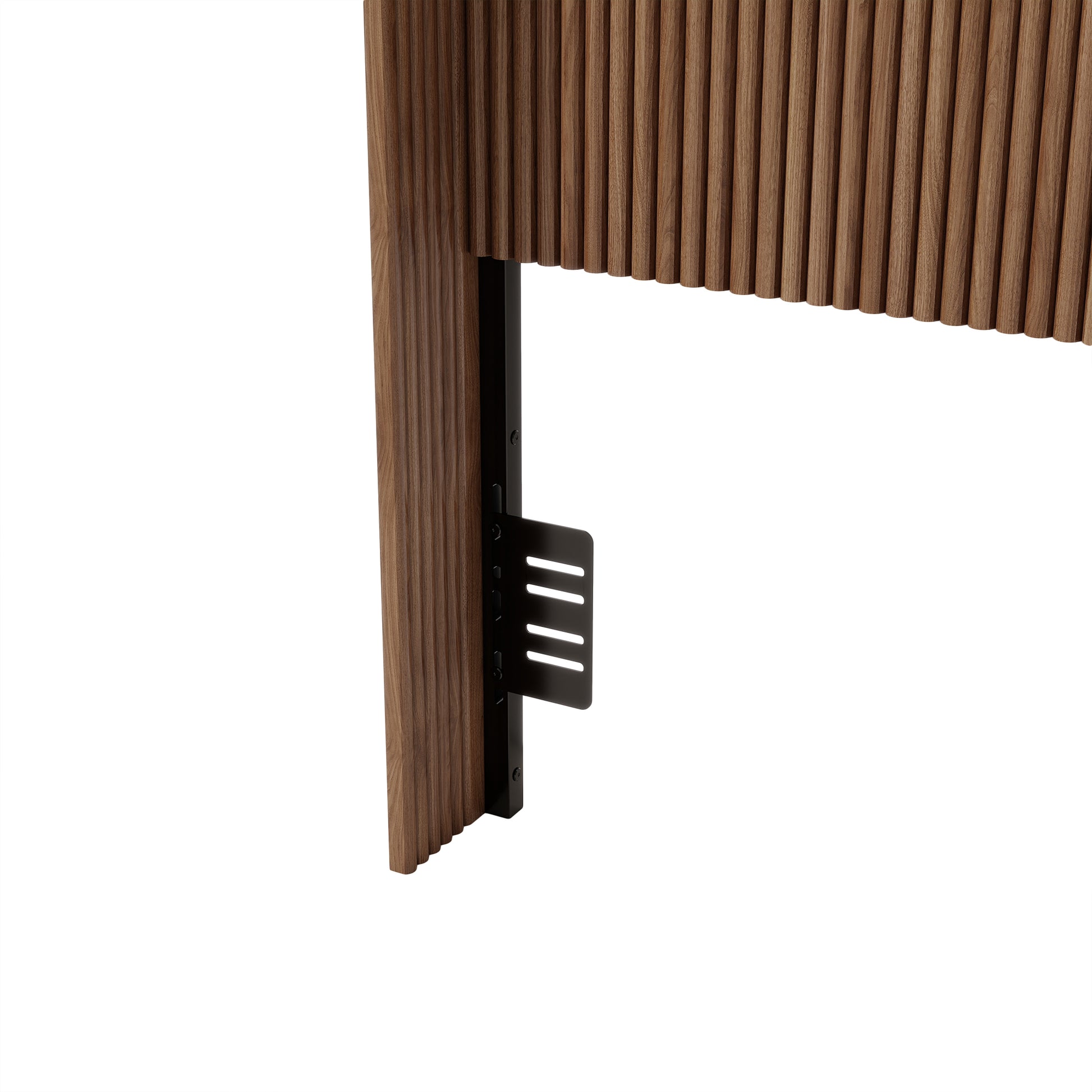 Walnut Fluted Wood Headboard, Vertical Ribbed Freestanding Bed Headboard with Adjustable Metal Brackets, Mid-Century Modern Wooden Headboard for Twin Full Queen Size Bed, Space-Sav (Brown color, Queen image 5