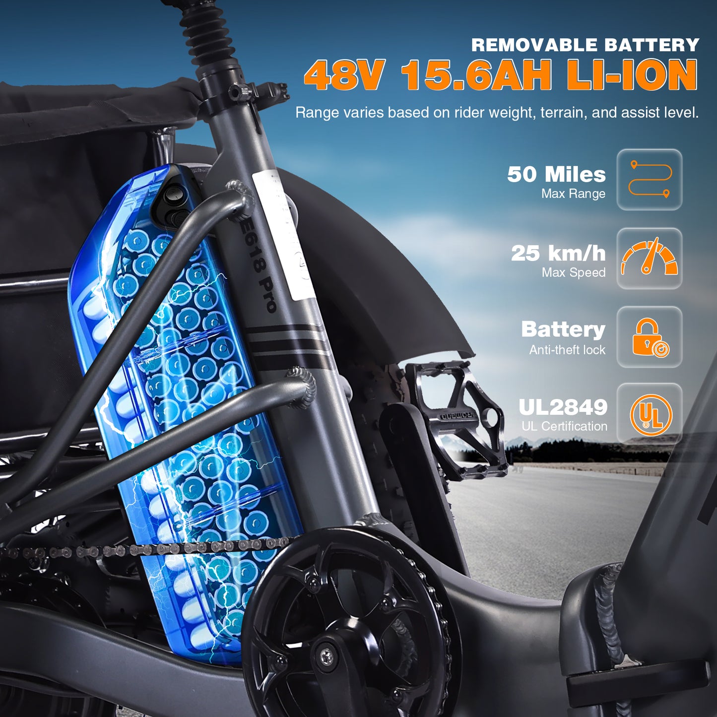 Electric Tricycle for Adults, 500W48V Folding Electric Trike, 20"x4.0"Fat Tire 3 Wheel Ebike,Step-Thru Aluminum Frame with Push-Button Reverse, Large Basket for Women Men image 3