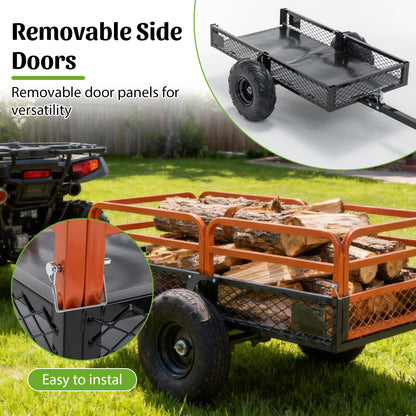 1500LBS Capacity 15 Cubic Feet Dump Cart Trailer, Heavy Duty Tow Behind Hauling & Dumping Wagon for ATV, UTV, Lawn Tractor and Garden Use image 7