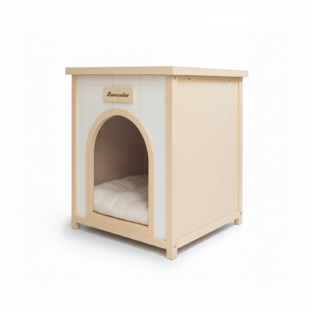 Modern Indoor Wooden Dog House with Removable Cushion – Solid Cedar Pet House for Small Dogs & Cats, Furniture-Grade Scandinavian Design image 5