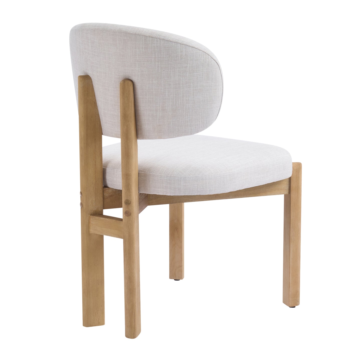 Beige Upholstered Scandinavian Natural Finished Frame Dining Chairs (Set of 2) image 9