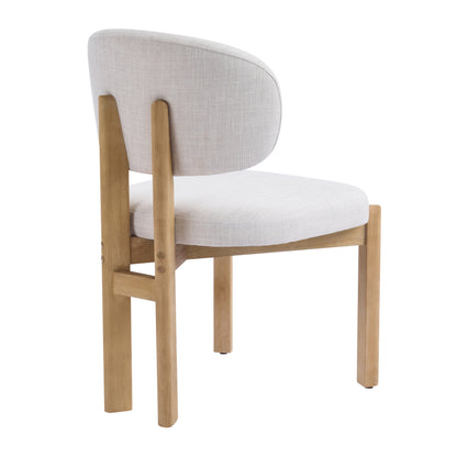 Beige Upholstered Scandinavian Natural Finished Frame Dining Chairs (Set of 2) image 9